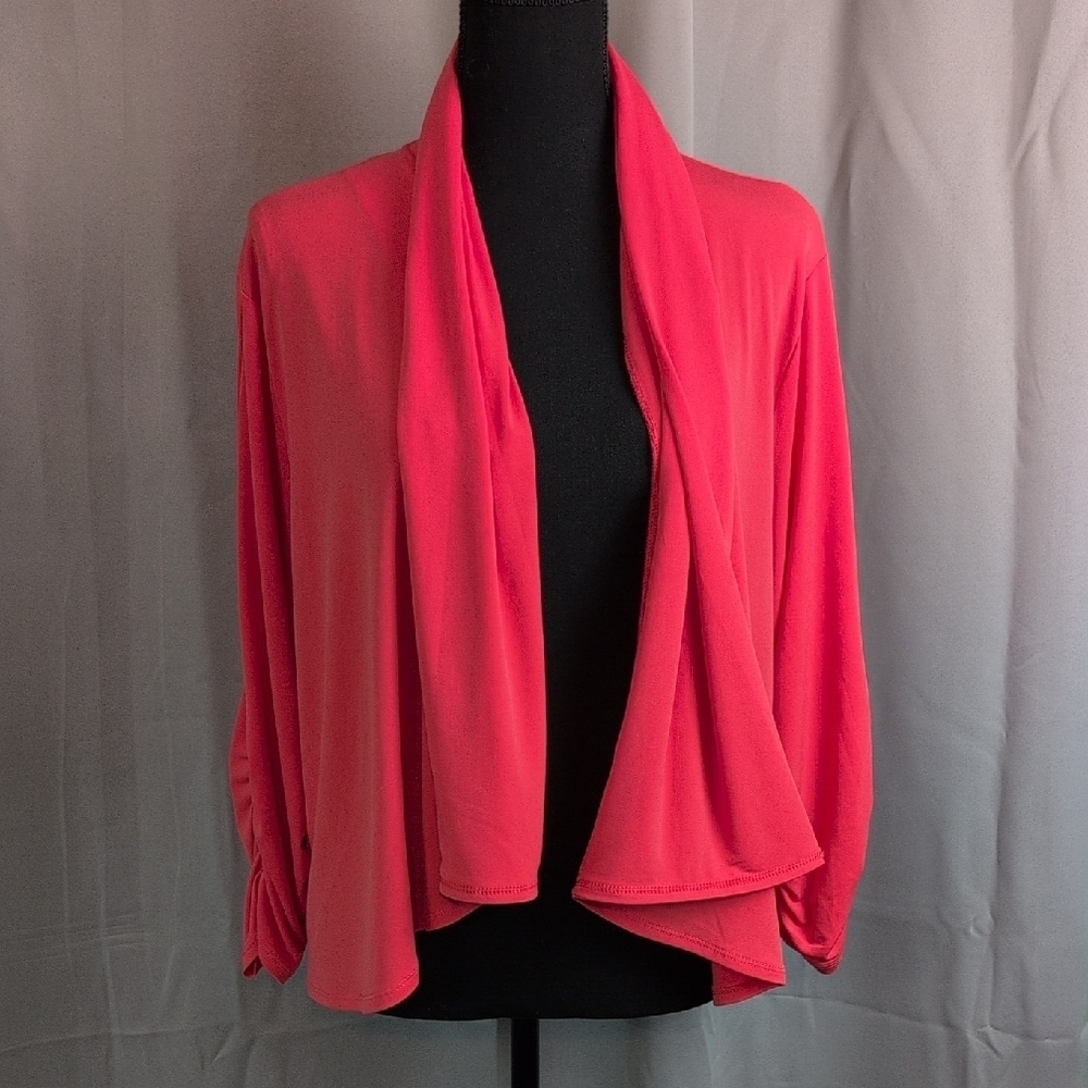 George Coral Draped‎ Shawl Collar Poncho